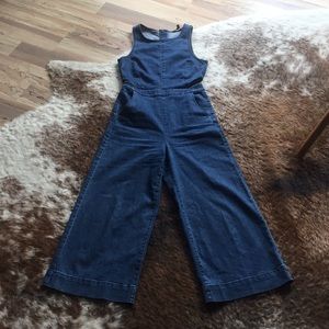 Express denim jumpsuit with side slits